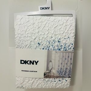 DKNY Splatterburst Microsculpt Shower Curtain 72" x 72" White and Shades of Blue